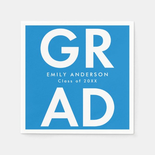 Blau | Fett Grad Abschluss Serviette (Vorderseite)