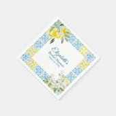 Blau-Fliesen und Zitronen-Brautparty Serviette (Ecke)