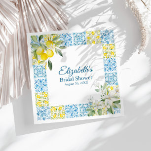 Blau-Fliesen und Zitronen-Brautparty Serviette