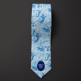 Blau floral Inspiriert Monogramm Krawatte