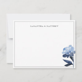 Blau Floral Wasserfarbe Zwei Grenzen Paar Mitteilungskarte
