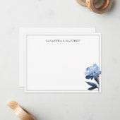 Blau Floral Wasserfarbe Zwei Grenzen Paar Mitteilungskarte (Vorderseite/Rückseite Beispiel)