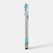 Blau florale Collage iPhone Gehäuse, aquamarin und iPhone 15 Hülle (Linke Seite)