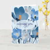 Blau florale Vermisst Karte (Gelbe Blume)