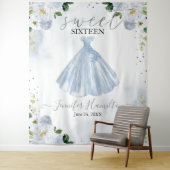 Blau florrosa Kleid Sweet 16 Hintergrund Wandteppich (Beispiel)