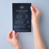 blau | Flyer des einfachen Salon Service Menüs (Handgriff)