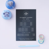 blau | Flyer des einfachen Salon Service Menüs (Einzeln)