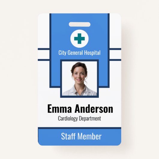 Blau | Foto-ID des Krankenhauses - Krankenpfleger Ausweis (Vorderseite)