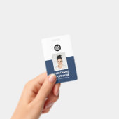 Blau | Foto, Logo, Name des Mitarbeiters Ausweis (Handheld)