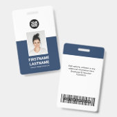 Blau | Foto, Logo, Name des Mitarbeiters Ausweis (Vorder- & Rückseite)