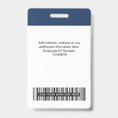 Blau | Foto, Logo, Name des Mitarbeiters Ausweis (Rückseite)