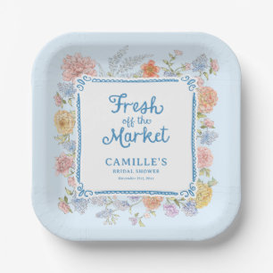 Blau Frisch auf dem Markt Junggesellinnenabschied Pappteller