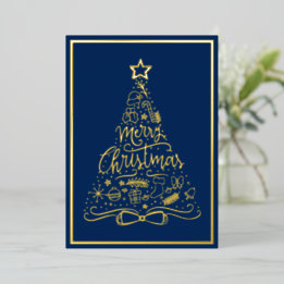 Blau Frohe Weihnachten Ferien Xmas Baum Ihre Worte Folien Feiertagskarte