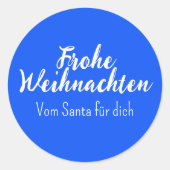 Blau Frohe Weihnachten Merry Christmas in German  Runder Aufkleber (Vorderseite)