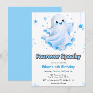 Blau für immer gruseliger Halloween 4. Geburtstag Einladung