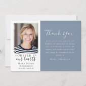 Blau für immer in unserem Herzen Foto Beerdigung Dankeskarte (Vorderseite)