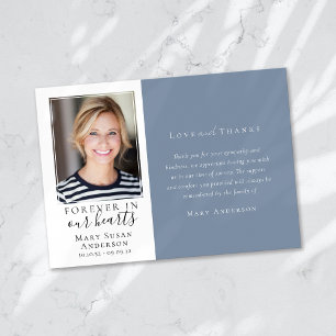 Blau für immer in unserem Herzen Foto Beerdigung Dankeskarte