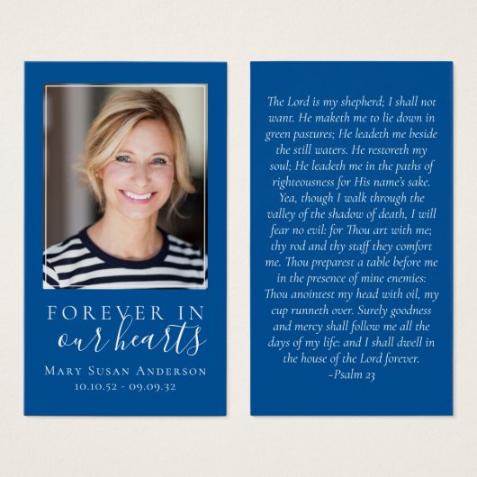 Blau für immer in unserer Herz-Gedenkkarte (Vorne & Hinten)