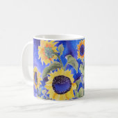 Blau für Sie Sonnenblumen Kaffeetasse (Vorderseite Links)