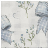 Blau geblümte Gingham-Schleifen Stoff (Nahaufnahme)