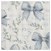 Blau geblümte Gingham-Schleifen Stoff (Muster)