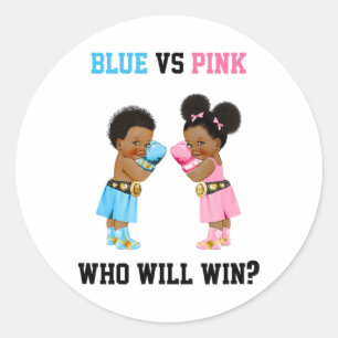 Blau gegen Pink Wer wird das Box-Thema Geschlecht Runder Aufkleber