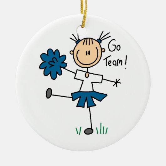 Blau geht Team-Cheerleader-T - Shirts und Keramik Ornament (Vorne)