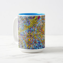 Blau & Gelb 15 oz Zwei-Tonen-Tasse Zweifarbige Tasse