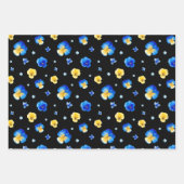 Blau-Gelb-Aquarellfarben Blume Schwarz Geschenkpapier Set (Vorderseite)