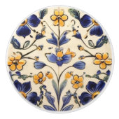 Blau-Gelb-Blume Keramikknauf (Vorderseite)