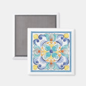 Blau & Gelb Blüte Magnet (Vorderseite/Rückseite)