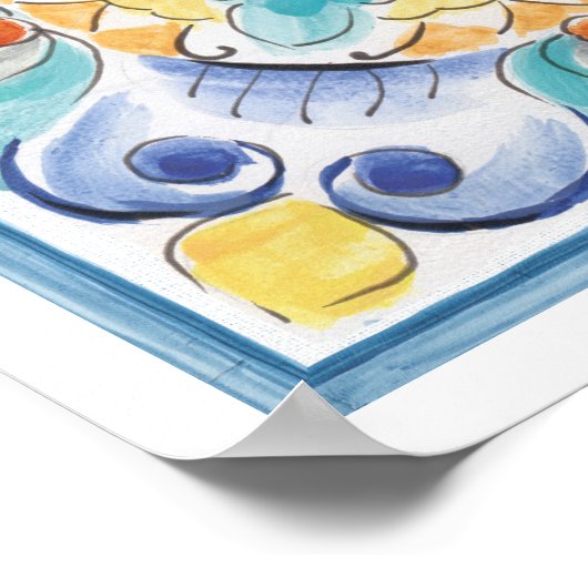 Blau & Gelb Blüte Poster (Ecke)