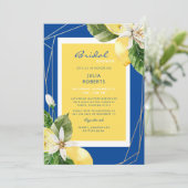 Blau-Gelb-Brautparty Einladung (Stehend Vorderseite)