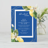 Blau-Gelb-Brautparty Einladung (Stehend Vorderseite)