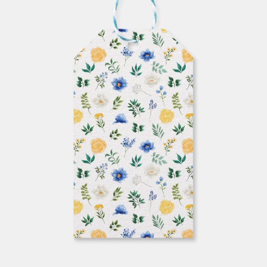 Blau-Gelb-Brautparty Vielen Dank Geschenkanhänger (Rückseite)