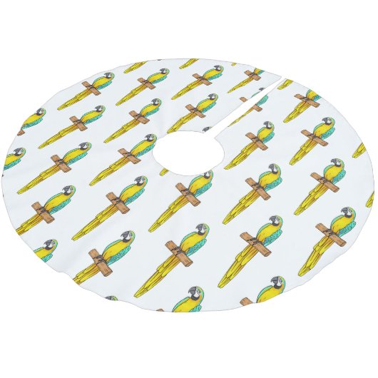 Blau-Gelb-Cartoon Polyester Weihnachtsbaumdecke (Schrägansicht)