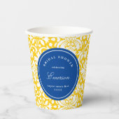 Blau-Gelb-Cheminin-Damaskus-Muster Pappbecher (Vorderseite)