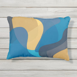 Blau, gelb, cool, trendige städtische Darstellung Kissen Für Draußen