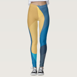 Blau, gelb, cool, trendige städtische Darstellung Leggings