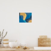 Blau, gelb, cool, trendige städtische Darstellung Poster (Küche)