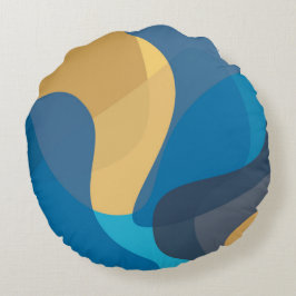 Blau, gelb, cool, trendige städtische Darstellung Rundes Kissen