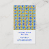 Blau Gelb Daisy Retro Tiles Geometric Visitenkarte (Rückseite)