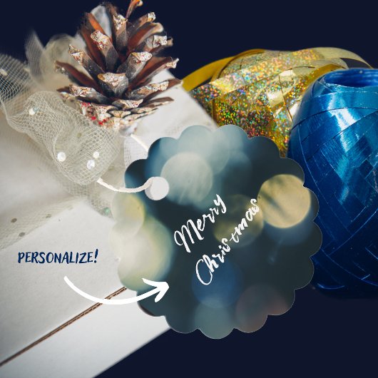 Blau gelb Frohe Weihnachten Geschenkanhänger