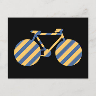 blau-gelb gestreiftes Fahrrad Postkarte