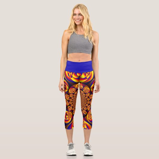 Blau, Gelb, Goldmini Capri Leggings (Vorderseite)