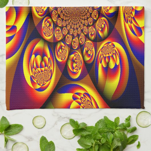 Blau, Gelb, Goldmini Geschirrtuch (Gefaltet)