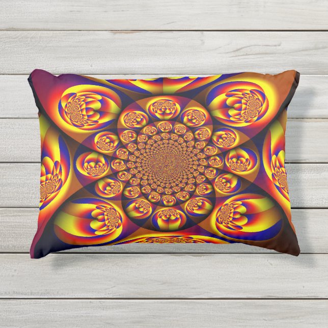 Blau, Gelb, Goldmini Kissen Für Draußen (Vorderseite)