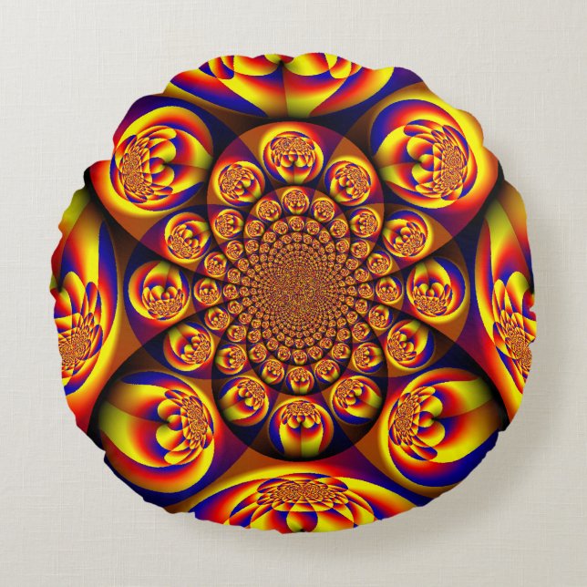 Blau, Gelb, Goldmini Rundes Kissen (Vorderseite)