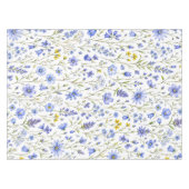 Blau Gelb Grün Aquarell Wildblumen Muster Tischdecke (Vorderseite (Horizontal))