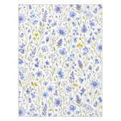 Blau Gelb Grün Aquarell Wildblumen Muster Tischdecke (Vorderseite)